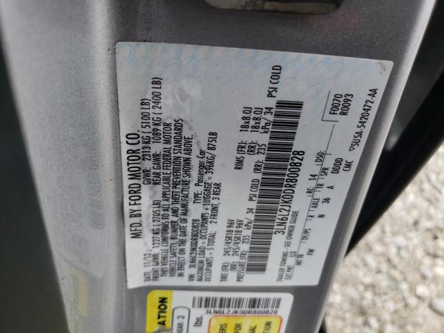 3LN6L2JK0DR800828 - 2013 LINCOLN MKZ SILVER photo 12