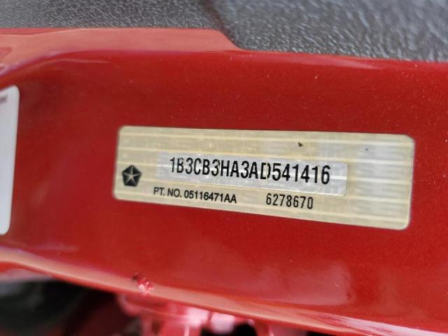 1B3CB3HA3AD541416 - 2010 DODGE CALIBER MAINSTREET RED photo 12