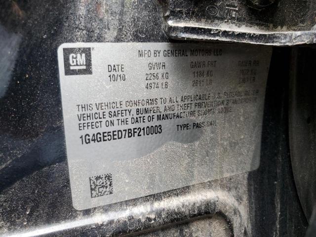 1G4GE5ED7BF210003 - 2011 BUICK LACROSSE CXS 黑色 照片 12