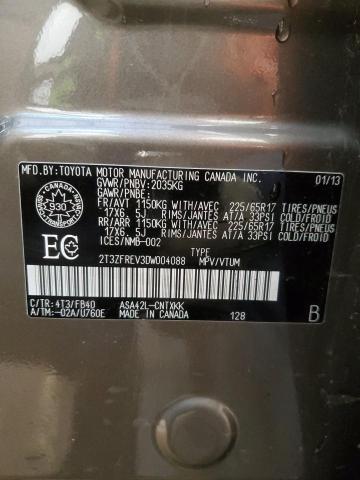 2T3ZFREV3DW004088 - 2013 TOYOTA RAV4 LE BROWN photo 13