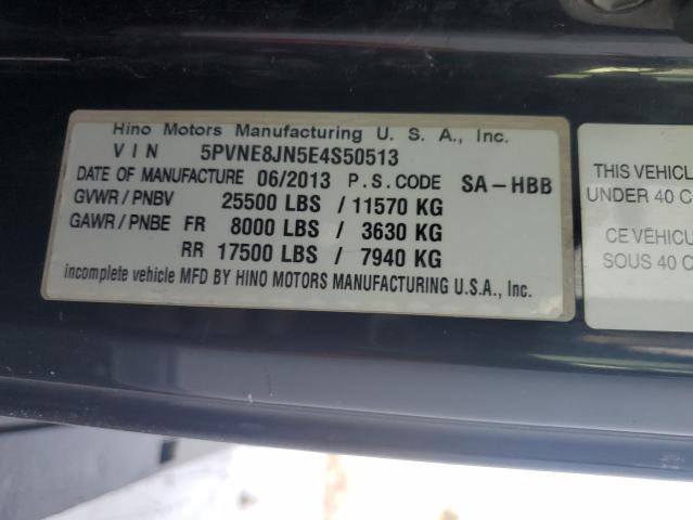 5PVNE8JN5E4S50513 - 2014 HINO 258/268 BLACK photo 10