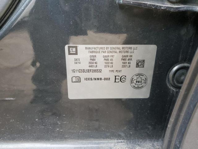 1G11C5SL6EF286532 - 2014 CHEVROLET MALIBU 1LT CHARCOAL photo 12