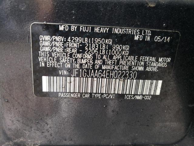 JF1GJAA64EH022330 - 2014 SUBARU IMPREZA GRAY photo 13