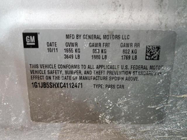 1G1JB5SHXC4112471 - 2012 CHEVROLET SONIC LS 银色 照片 12