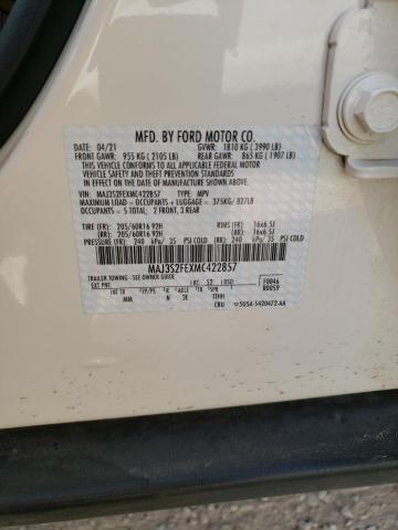 MAJ3S2FEXMC422857 - 2021 FORD ECOSPORT S WHITE photo 13