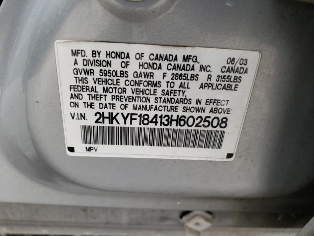 2HKYF18413H602508 - 2003 HONDA PILOT EX SILVER photo 13