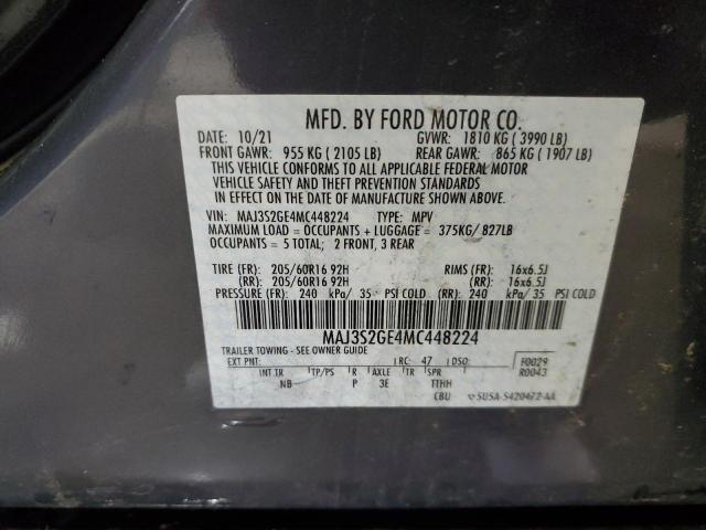 MAJ3S2GE4MC448224 - 2021 FORD ECOSPORT SE CHARCOAL photo 13