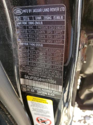 SALVP2BG4HH171394 - 2017 LAND ROVER RANGE ROVE SE BLACK photo 13