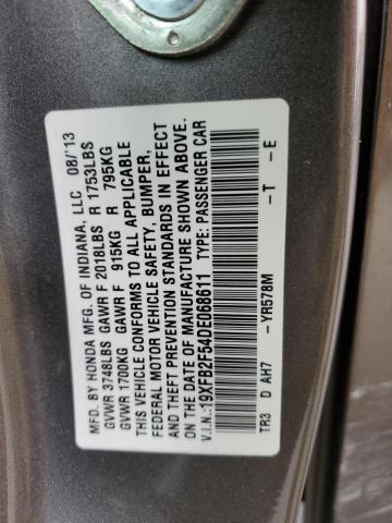 19XFB2F54DE068611 - 2013 HONDA CIVIC LX GRAY photo 12