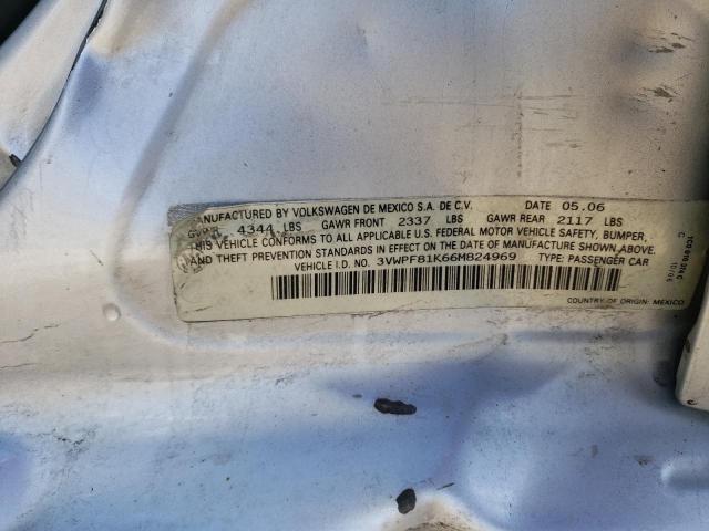 3VWPF81K66M824969 - 2006 VOLKSWAGEN JETTA VALUE GRAY photo 12