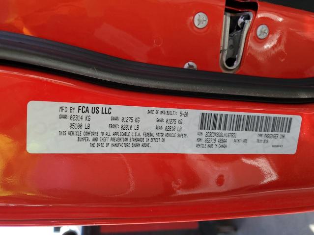 2C3CDXBG6LH167651 - 2020 DODGE CHARGER SXT RED photo 12