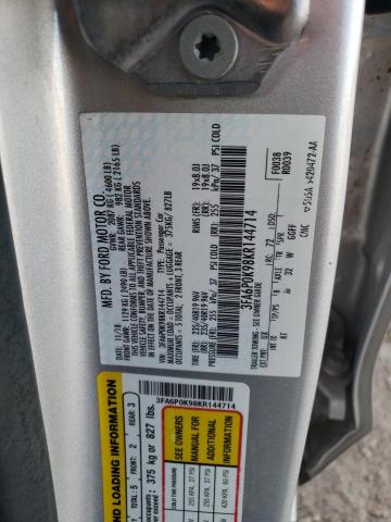 3FA6P0K98KR144714 - 2019 FORD FUSION TITANIUM SILVER photo 12