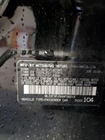 ML32F3FJ5HHF08749 - 2017 MITSUBISHI MIRAGE G4 ES შავი ფოტო 12