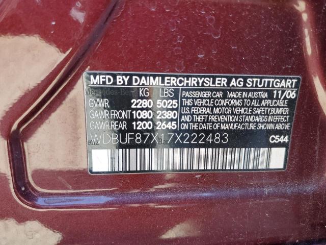 WDBUF87X17X222483 - 2007 MERCEDES-BENZ E 350 4MATIC BURGUNDY photo 12