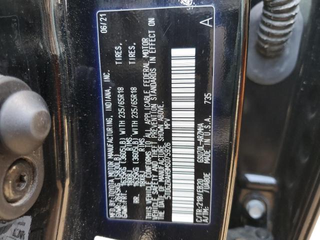 5TDGZRAH9MS075926 - 2021 TOYOTA HIGHLANDER XLE 黑色 照片 13