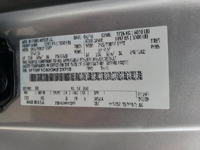 1FTMF1C83GKE29705 - 2016 FORD F150 SILVER photo 12