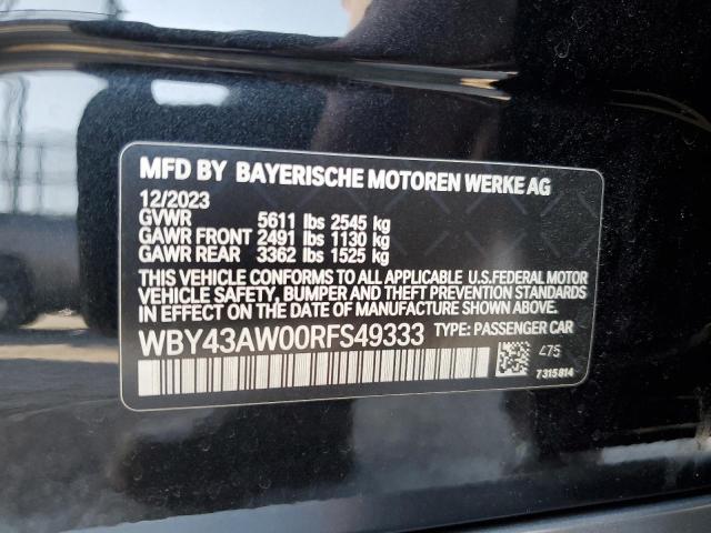 WBY43AW00RFS49333 - 2024 BMW I4 EDRIVE 35 BLACK photo 12