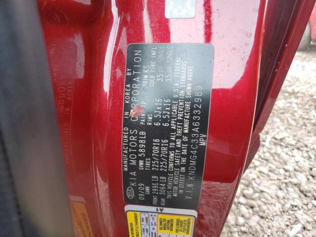 KNDMG4C33A6332989 - 2010 KIA SEDONA LX RED photo 13