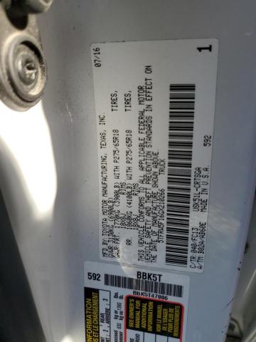 5TFRW5F16GX210266 - 2016 TOYOTA TUNDRA DOUBLE CAB SR/SR5 WHITE photo 12