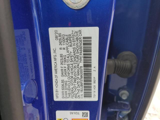 19UUB6F57MA000578 - 2021 ACURA TLX TECH A BLUE photo 13