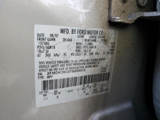 2FMDK39C07BB56912 - 2007 FORD EDGE SEL PLUS WHITE photo 12