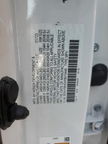 5FNYF8H5XPB010448 - 2023 HONDA PASSPORT EXL თეთრი ფოტო 12