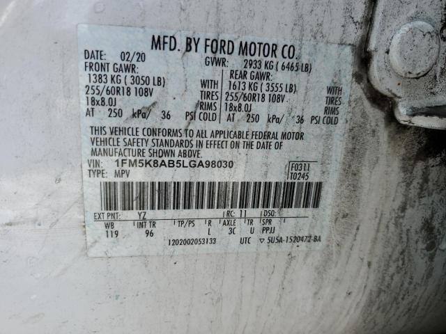 1FM5K8AB5LGA98030 - 2020 FORD EXPLORER POLICE INTERCEPTOR 双色 照片 12