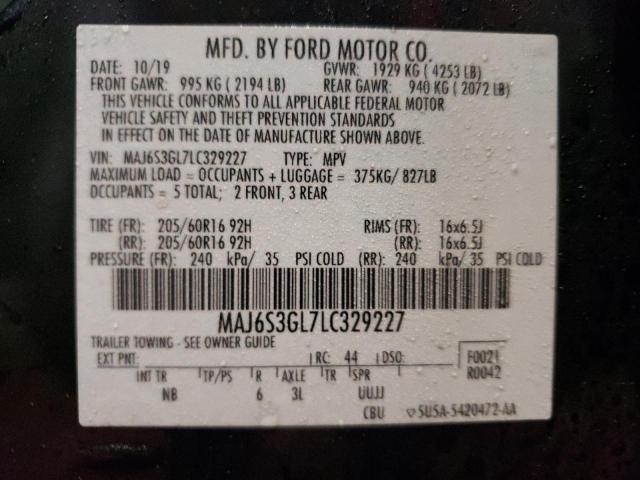 MAJ6S3GL7LC329227 - 2020 FORD ECOSPORT SE BLACK photo 13