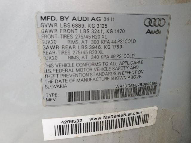 WA1DGBFE7BD009196 - 2011 AUDI Q7 PRESTIGE SILVER photo 13