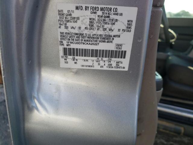 1FMCU0D79CKA20227 - 2012 FORD ESCAPE XLT SILVER photo 12