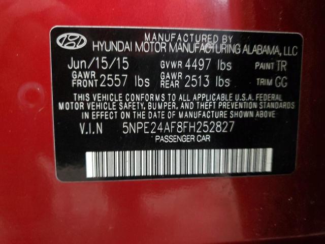 5NPE24AF8FH252827 - 2015 HYUNDAI SONATA SE MAROON photo 12