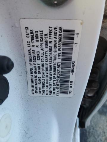 19XFB2F9XDE213671 - 2013 HONDA CIVIC EXL WHITE photo 12