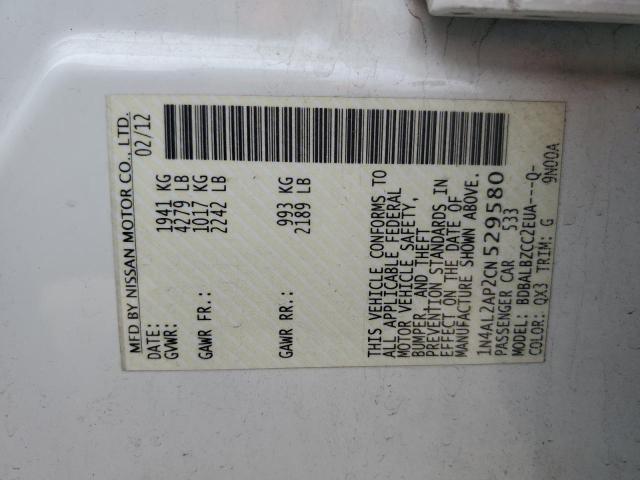 1N4AL2AP2CN529580 - 2012 NISSAN ALTIMA BASE თეთრი ფოტო 12