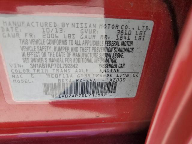 3N1AB7AP7DL792842 - 2013 NISSAN SENTRA S RED photo 12