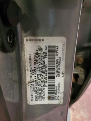 2T1BR38E04C177773 - 2004 TOYOTA COROLLA CE GRAY photo 12