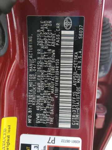 4T1BF1FK8FU948150 - 2015 TOYOTA CAMRY LE RED photo 12