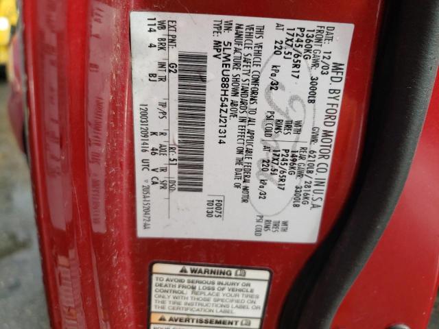 5LMEU88H54ZJ21314 - 2004 LINCOLN AVIATOR 红色 照片 13