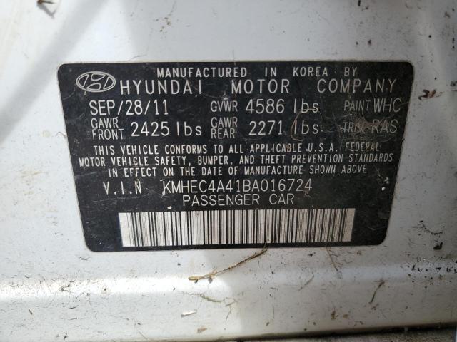 KMHEC4A41BA016724 - 2011 HYUNDAI SONATA HYBRID WHITE photo 12