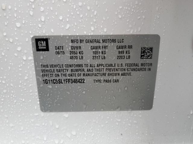 1G11C5SL1FF348422 - 2015 CHEVROLET MALIBU 1LT WHITE photo 12