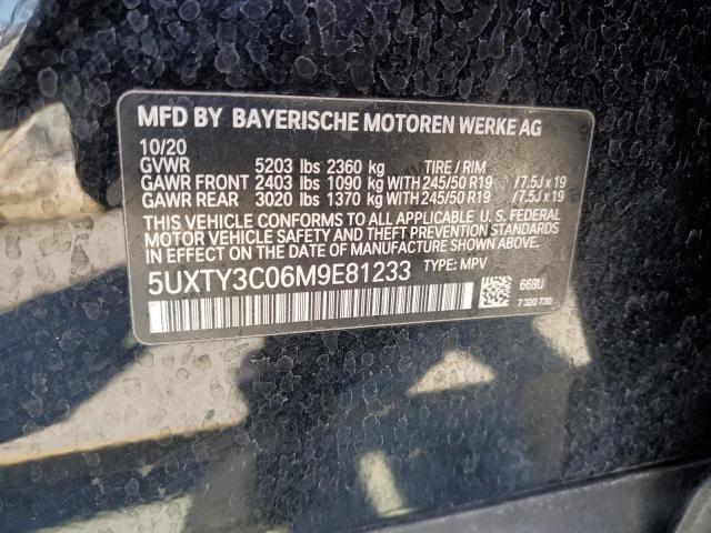 5UXTY3C06M9E81233 - 2021 BMW X3 SDRIVE30I Schwarz Foto 13