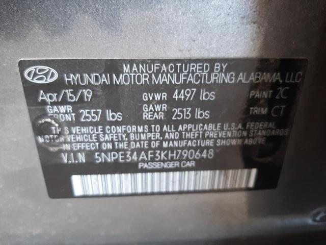 5NPE34AF3KH790648 - 2019 HYUNDAI SONATA LIMITED YELLOW photo 12