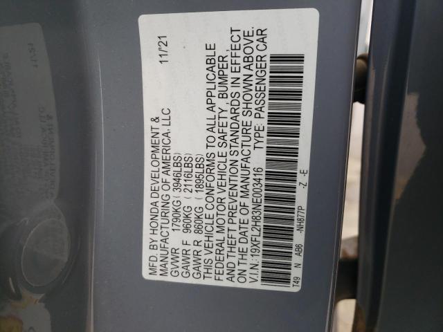 19XFL2H83NE003416 - 2022 HONDA CIVIC SPORT 灰色 照片 13