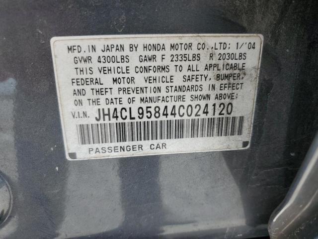 JH4CL95844C024120 - 2004 ACURA TSX GRAY photo 12