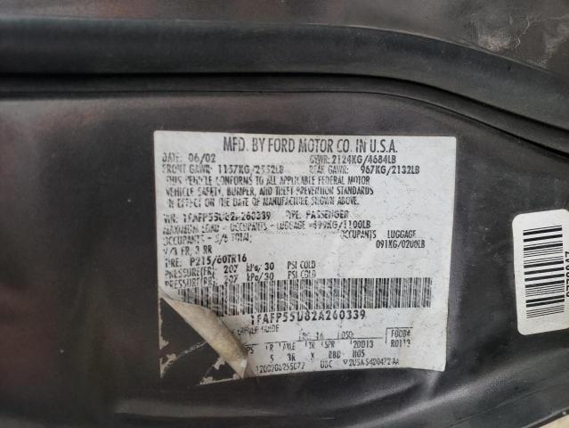 1FAFP55U82A260339 - 2002 FORD TAURUS SES GRAY photo 12