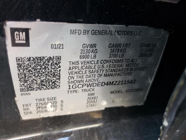 1GCPWDED4MZ211543 - 2021 CHEVROLET SILVERADO C1500 RST BLACK photo 12