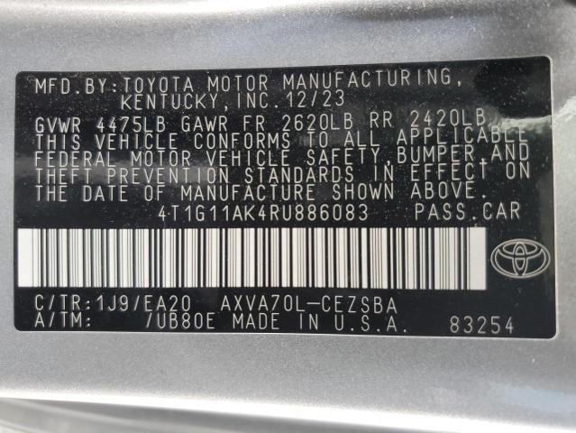 4T1G11AK4RU886083 - 2024 TOYOTA CAMRY SE NIGHT SHADE SILVER photo 13