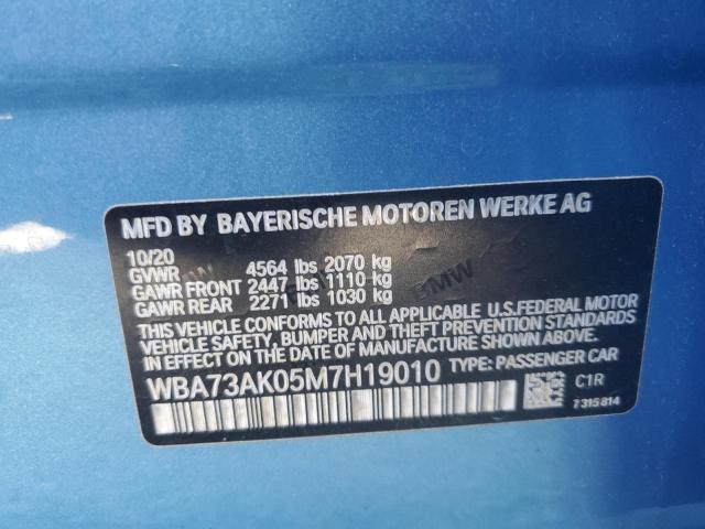 WBA73AK05M7H19010 - 2021 BMW 228XI BLUE photo 12