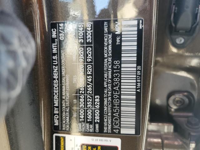 4JGDA5HB9EA383158 - 2014 MERCEDES-BENZ ML 350 4MATIC BROWN photo 13