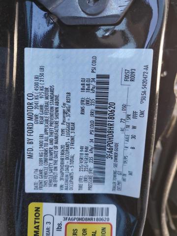 3FA6P0HD8HR180620 - 2017 FORD FUSION SE BLACK photo 13