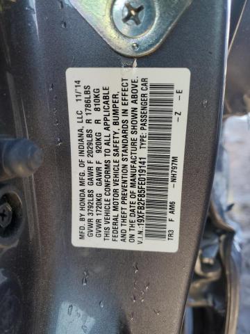 19XFB2F85FE019141 - 2015 HONDA CIVIC EX GRAY photo 12